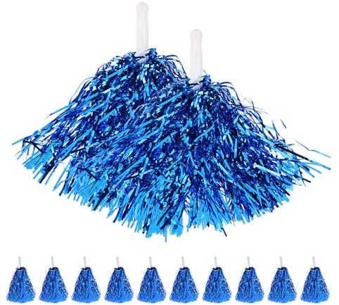 HOODANCOS 16 Pompon Metallici per Cheerleading con Manico in Alluminio Pompon Blu Leggeri per Feste Balli Sportivi e Eventi Scolastici Accessori Portatili per Routine di Cheerleader