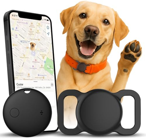 Dog Tracker with Holder – Real Time Pet Tracker Works with Find My (iOS Only), No Monthly Fees, MFi Certified, Dog & Cat Collar Tracking Device for Location – Not GPS