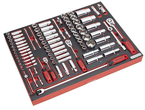 Sealey Tbtp02 Tool Tray with Socket Set 91Pc 1/4In, 3/8In & 1/2In Sq Drive
