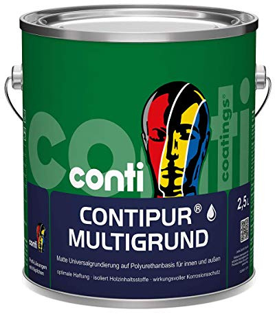 ContiPur Multigrund 0,75 Liter weiß matt | Universalprimer auf Polyurethanbasis, für innen und außen | Ausgezeichneter Verlauf | Isoliert Holzinhaltsstoffe | Hervorragende Haftfestigkeit