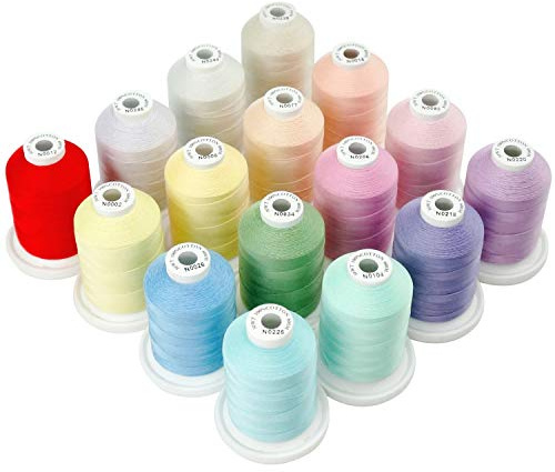 New brothread 16 Colores Pastel multipropósito Hilo de algodón 100% mercerizado 30WT (50S/3) 600M para acolchar, coser y bordar