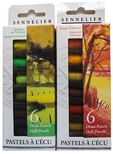 Sennelier ensemble de Pastel secs 12 demi pastels. pastels tendresà l'écu- Paysage
