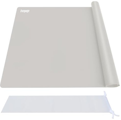 Foepoge Silikonmatte Groß 71x51 cm Weit Bastelmatte für Resin Gießharz, Hitzebeständig Arbeitsmatte Silikon Unterlage für Epoxidharz Handwerk Schmuck Guss, Tischset, Platzset, Tischmatte, Grau