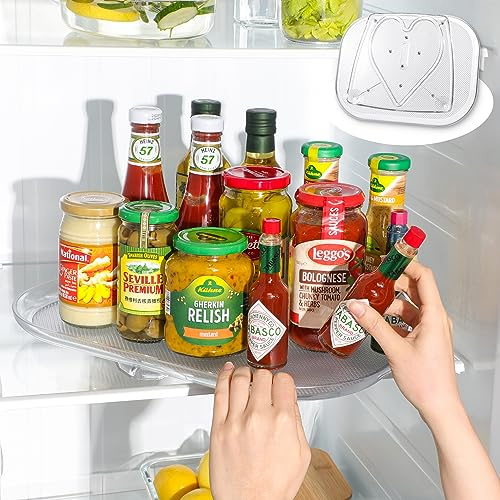 LAMU Lazy Susan skivspelare organisatör för kylskåp, rektangel Lazy Susan smaktillsats för skåp skafferi bänkskiva sminkskåp kylskåp organisatörer och förvaring, 40 cm x 30 cm, klar, 1-pack