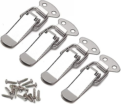 ZiYuya 4PCS Fermeture à Levier, 56mm Levier tiroir, Loquet à Ressort, Fermeture à Levier, Ressort de Chargement à Bascule Mousqueton, Bec de Canard Mousqueton, Clip de Mousqueton, Boîte à Outils