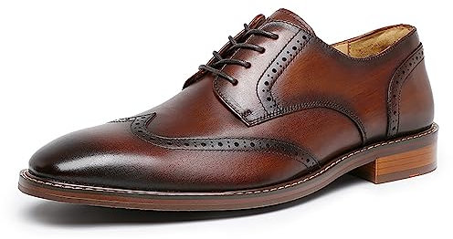 DESAI Chaussure Brogue Homme Formelle Cuir Derbys À Lacets de Bureau, Marron, 43 EU