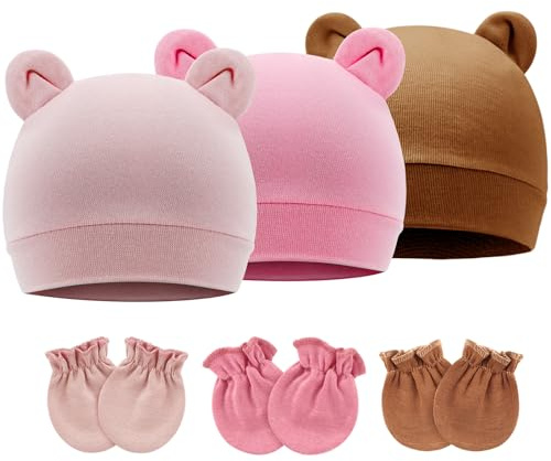 DRESHOW Sombreros y Gorras y Guantes para Bebé Recién Nacido Bebé Beanie Sombrero para Bebés Niñas Niños Gorros 0-6 Meses