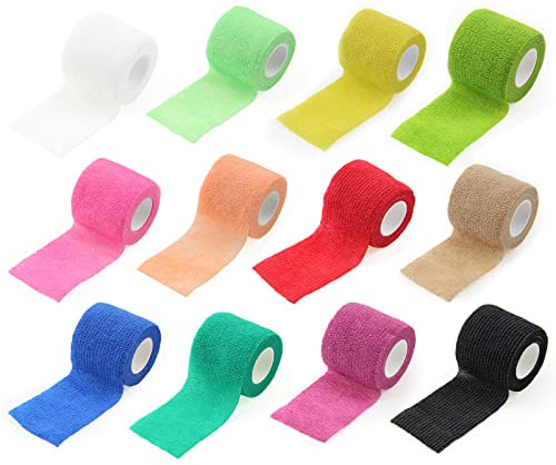 Glanhbnol 12 Stück/Set selbstklebende Bandage, Tierärzt-Klebeband für Hunde, Tierärzte, Wickel für Pferde, Knöchelverstauchung, Haustier-Wundpflege, selbstklebende Bandage