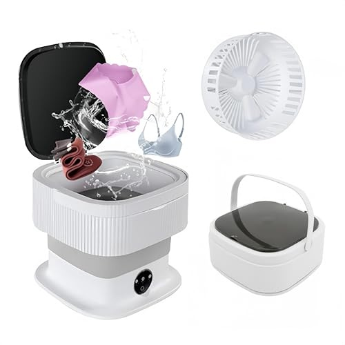 Kanbihao 40W portátil mini lavadora plegable de 10L, semiautomática eléctrica pequeña lavadora con 3 modos de limpieza, lavadoras plegable para ropa interior, adecuada para autocaravanas, gris