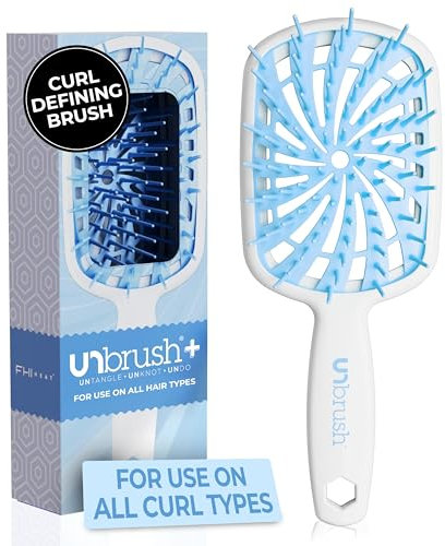 FHI Heat UNbrush Plus — Curly Hair Brush for Gentle & Effective Detangling on Wet or Dry Fragile Hair Types — Detangler Brush w/ 84 UltraFlex Bristles, Ultra-light, Vented, Anti Static Hairbrush