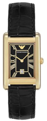 Emporio Armani Watch for Men, Automatic Movement and 36mm Case Size with Stainless Steel, Leather or Silicone Strap Mattschwarz, 25MM