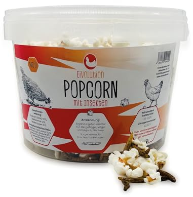 Eivolution Popcorn mit Insekten – 3L - Nährstoffreicher Leckerbissen für Geflügel - Reich an Protein