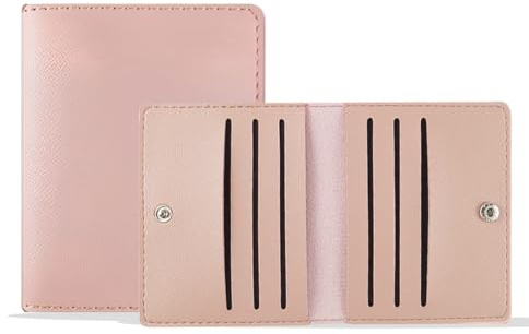 WKRTDY 1 pcs portatarjetas de crédito para Hombre, Tarjetero Hombre, Cartera Compacta para Unisexo, 8 Compartimentos, Tarjetero de Cuero para Hombre o Mujer, Cartera para Tarjetas de crédito en rosa