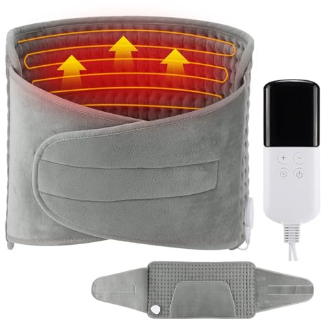 CAUTIOUS Fascia Lombare Riscaldante 125x35cm, Termoforo Lombare con 10 Livelli di Temperatura e 4 Impostazioni di Tempo, Termoforo Elettrico per La Schiena Lavabile per Schiena, Collo, Spalle, Addome