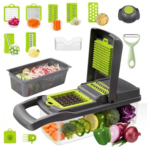 16-i-1 Trevlig dicer, grönsaksskärare mandolin grönsakshyvel grönsaksskärare för kuber, pennor, skivor, ränder, vegetable chopper, ABS