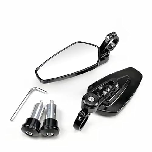 Specchietti End-Bar Moto/Bici Universali per Honda SH 125 150 350 in Alluminio CNC – Alta Resistenza, Orientabili, Facile Installazione – Per Manubri Ø 22 mm (Nero)