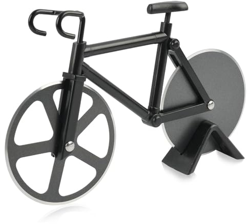 Pizzaskärare för cykel – pizzahjul i rostfritt stål med non-stick beläggning, nyhet rolig cykelformad köksredskap, praktisk design för enkel skivning, unik present till pizzaälskare, cyklister