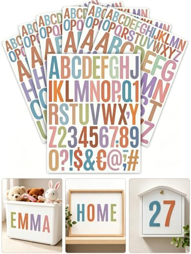 YIPFEN 400 pezzi lettere adesive 8 fogli colori Morandi 2 pollici lettere adesive grandi in vinile autoadesivo impermeabili per cartellini, numeri di indirizzo, decorazioni fai-da-te