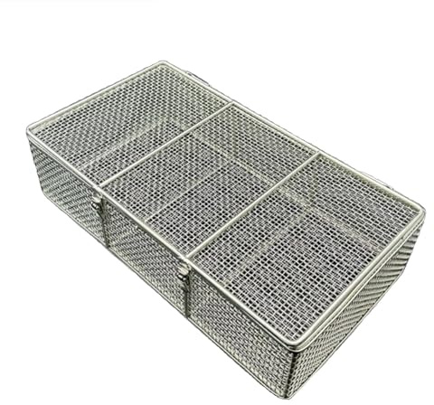 AKFNCJE operationskorg för medicinska instrument med lock, tandinstrument | Kirurgisk bricka, 304 rostfritt stål sterilisering, medicinsk bricka, lämplig för sjukhus, kirurger (50 cm x 30 cm x 15 cm)