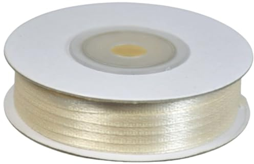 Pianeta Confetti Nastro Raso Satinato Decorativo in Avorio, Larghezza 3 mm, Lunghezza 50 Metri, Materiale Raso, Tinta Unita, Stile Classico per Bomboniere