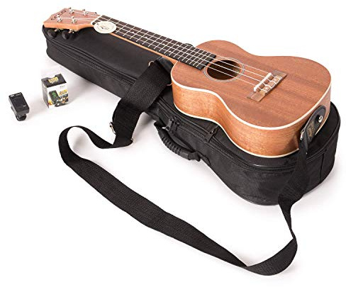 Coco Ukulele Pack 21 Inch Premium Mahogany Soprano Uke Starter Kit with Aquila Strings, Adjustable Strap, Padded Bag and Clip on Ukulele Tuner, Ukelele Starter Bundle Pack with Accessories