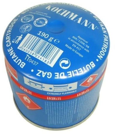 Original Kochmann 190g Butan Gaskartuschen für Campingkocher 190 Gramm Stechkartusche Gas Kartusche (12 Stück)