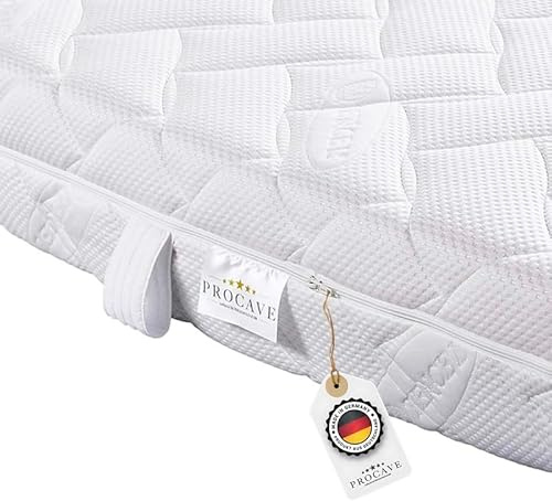 PROCAVE Lyocell Matratzenbezug versteppt, mit 4-Seiten Reißverschluss und 4 Handgriffen, 100% aus Deutschland in 90x200 cm für Matratzen-Höhe 22cm