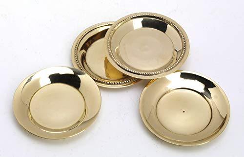 Piattini, Diametro (Interno) 5 cm, Diametro Esterno 7 cm, Ottone, Oro, lucidato, Tondo