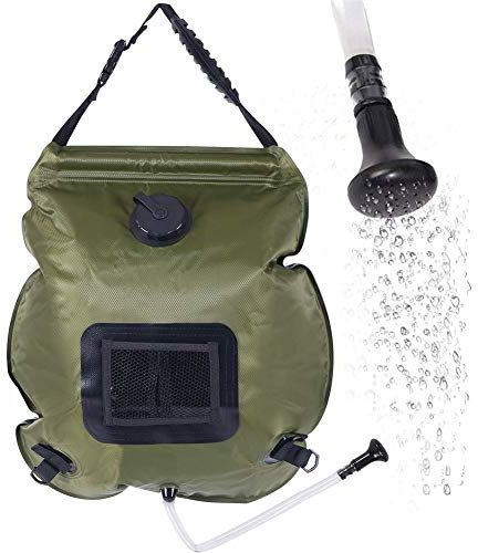 VIONNPPT shower bag, 20 L, camping shower, solar shower, shower bag, solar heating camping bag, garden shower, pool shower, hot water shower, outdoor camping, hiking, water bag.