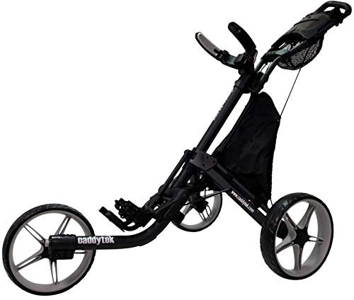 CaddyTek EZ Tour Quickfold Deluxe 3-Rad Golftrolley Golfcaddy faltbar komplett mit Kühltasche - Modell 2020 - Qualität vom Deutschen Fachhändler (schwarz-rot) (3-Rad, CP-EZ-T-DG) (schwarz, 140)