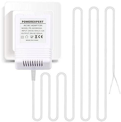 Doorbell Transformer, 24V/500mA Doorbell Power Supply Transformer Cable Compatible with Ring Video Doorbell, 8M (315) Cable (White)