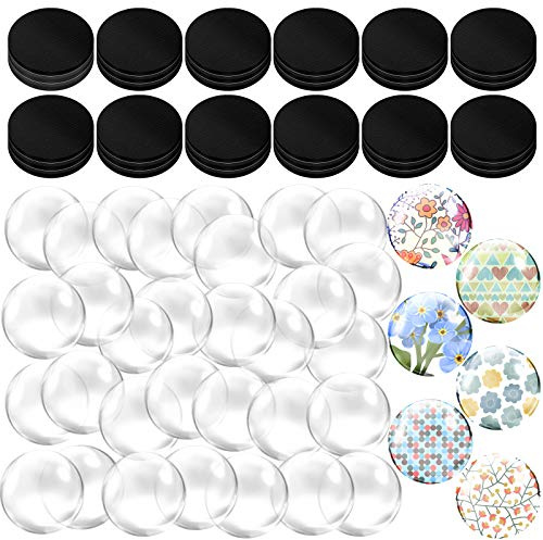 Weewooday 72 Pieces Round 1 Inch Glass Magnets Craft for Mother's Gifts Fridge Ceramic Magnet with Adhesive Backing Transparent Clear Glass Gems Cabochons for Fridge Refrigerator Pendants