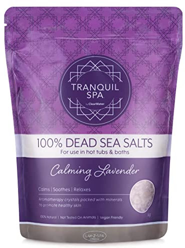 Clearwater Tranquil Spa 100% Dead Sea Salt 1KG, Bath and Hot Tub Salts, Hot Tub Fragrance, Natural Minerals, Calming Lavender