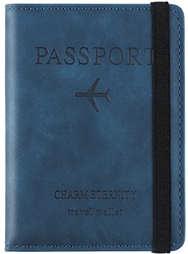 Sciphylia Reisepasshülle Reisepass Hülle Kunstleder Impfpass Hülle mit RFID Blocker PU-Leder Passport Cover für Damen Herren Urlaub Zubehör Schutzhülle Tasche Reisedokumente Travel Organizer Blau