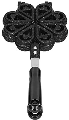 Waffle Maker Non-Stick Waffle Mold with 2 Stainless Steel Handles Heart-Shaped Lattice Black Waffle