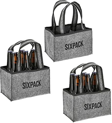 Novaliv Lot de 3 porte-bouteilles de 6 bouteilles de bière - En feutre - Pour homme - 22,5 x 15 x 14 cm (L x l x H)