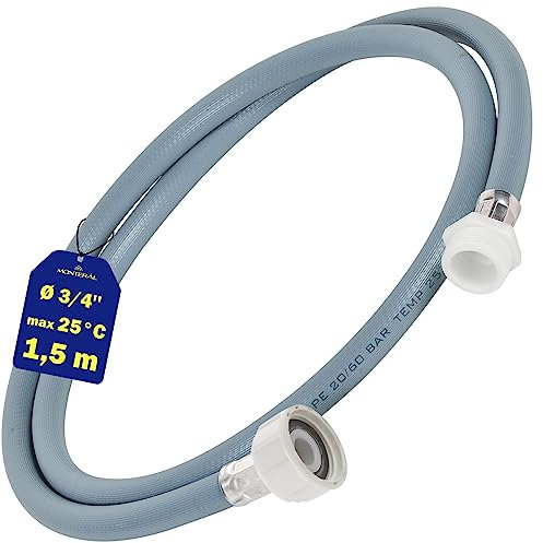 Alargador de Manguera Lavadora y Lavavajillas 1,5 m para Entrada Agua para Temperaturas de hasta 25°C Presión de 20 a 60 Bar Conexión Ø 3/4 - MADE IN ITALY - MONTERAL
