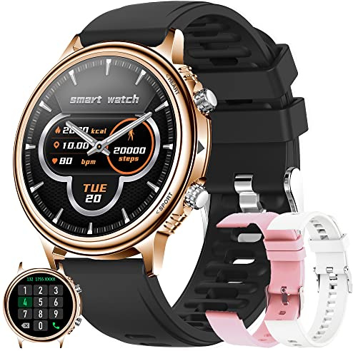 Smartwatch Kvinnor med Telefonfunktion, Fitness Tracker 1,32 HD Pekskärm, Smartklocka med Sömnmonitor Pulsmätare 8 Sportlägen Sportklocka Fitnessklocka Armbandsur för Android IOS (Svart)