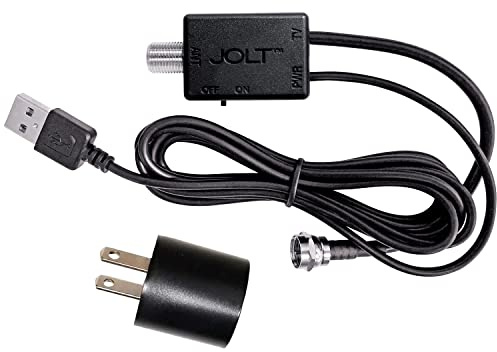 Jolt Switch USB in-Line Amplifier for TV Antenna - w/ 6 ft. USB Cable, Coaxial Cable, USB Power Adapter (Black)