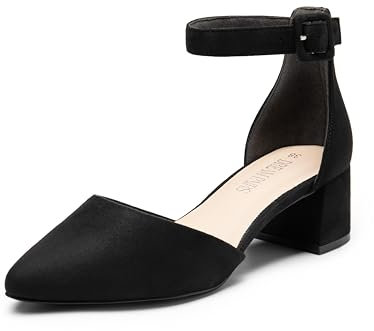 DREAM PAIRS Hochzeitsschuhe Damen Spangenpumps Tanzschuhe Sandaletten mit Blockabsatz Slingback Pumps,Size 40,Schwarz-Wildleder,SDPU2438W-E