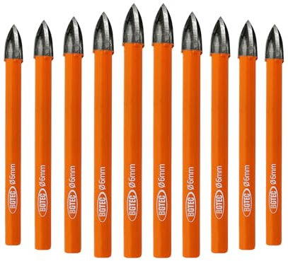 BGTEC Juego Brocas de Aleación - 10pcs 6mm Vástago Redondo Brocas de Metal duro para Madera Plástico Mampostería Ladrillo Granito
