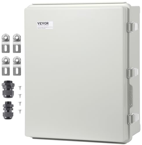 VEVOR Caja de conexiones eléctricas, cubierta con bisagras para caja eléctrica de plástico ABS 530x430x200 mm, pestillo de acero inoxidable impermeable IP67 a prueba de polvo para proyectos eléctricos