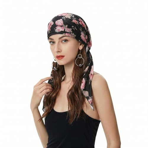 ZLYC Turbanmössa för kvinnor, för kemoterapi, huvudduk med knut, headwrap, lätt mössa, En Storlek