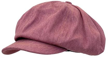 Perfeclan lässige Ballonmütze für Damen, Schirmmütze Kappe Barett Maler Mütz Bakerboy Schiebermütze Newsboy Cap Cabbie-Mütze, Elastischer Rückseite, mit Schirm Frühling-Sommer, Rosa