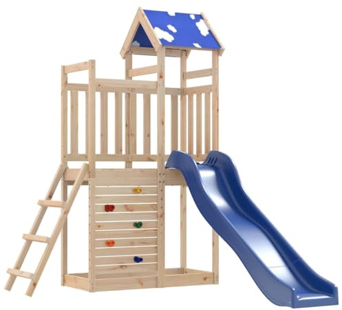 vidaXL Set Da Gioco Da Esterno In Legno Massello Di Pino, Casetta Con Scivolo, Playset, Set Da Gioco Da Giardino