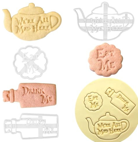 AWAVM Bottle Teapot Blessing Plastic Cookie Cutter 3D Fondant Biscuit Molds for Baking Cake Decorations Accessories,Afternoon Tea, Brunch