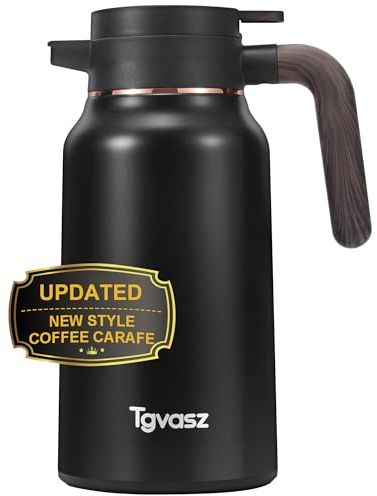 Thermal Coffee Carafe 70 oz - 12 Hour Hot Stainless Steel Thermal Carafes for Hot Liquids-Insulated Coffee Carafes For Keeping Hot/Cold Coffee, Tea, Water,Milk, Creamer Dispenser for Coffee Bar(Black)