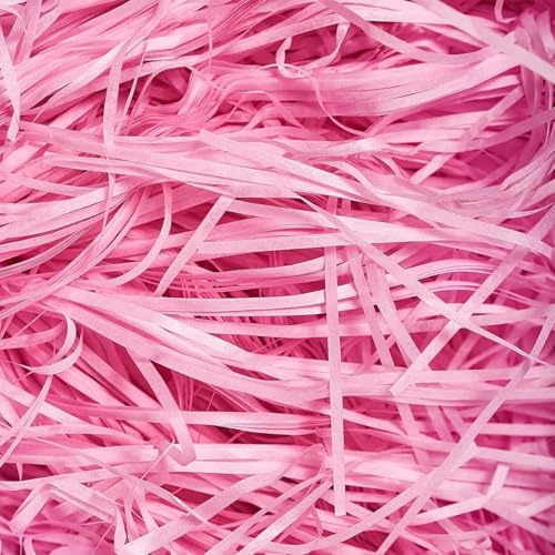 Strimlat papper för presentaskar, presentpåsar, korgar och förpackning, 1 kg (rosa)