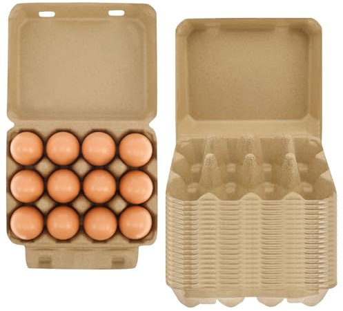 Lot de 20 boîtes à œufs en carton pour 12 œufs, plateaux vides en carton pour 12 œufs, style 3 x 4, réutilisables pour la maison, la cuisine, le rangement des œufs de canard frais (20 pièces)