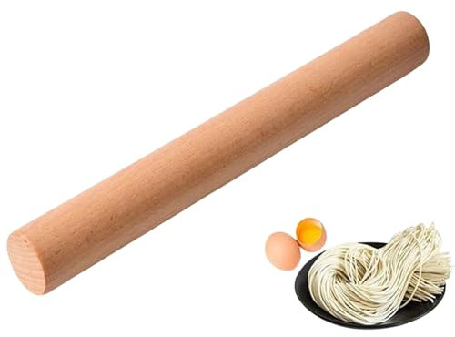 Mattarello in legno di faggio, perfetto accessorio da forno per fondente, pizza, biscotti, pasta per pasta, pasta frolla (30 x 3,5 cm)